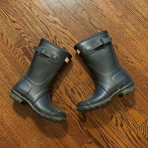 Hunter Black Calf Height Rain Winter Boots